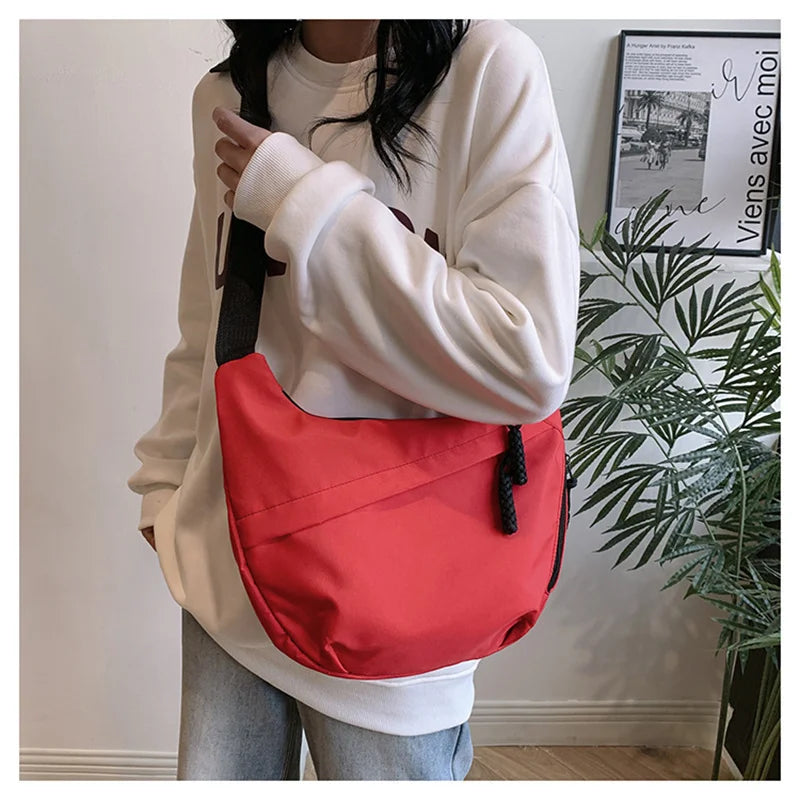 New Nylon Hobos Crossbody Bags Solid Casual Zipper Women's Bags Fashion High Capacity Solid Color Single Shoulder Totes Bag