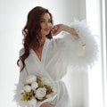 Long Silk Robe White Boudoir Wedding Kimono Satin | SAMAG