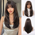 EASIHAIR Medium Length Wavy Blonde Synthetic Wig With Bangs For Women Natural Wigs Hair Heat Resistant Daily Party Cosplay Use