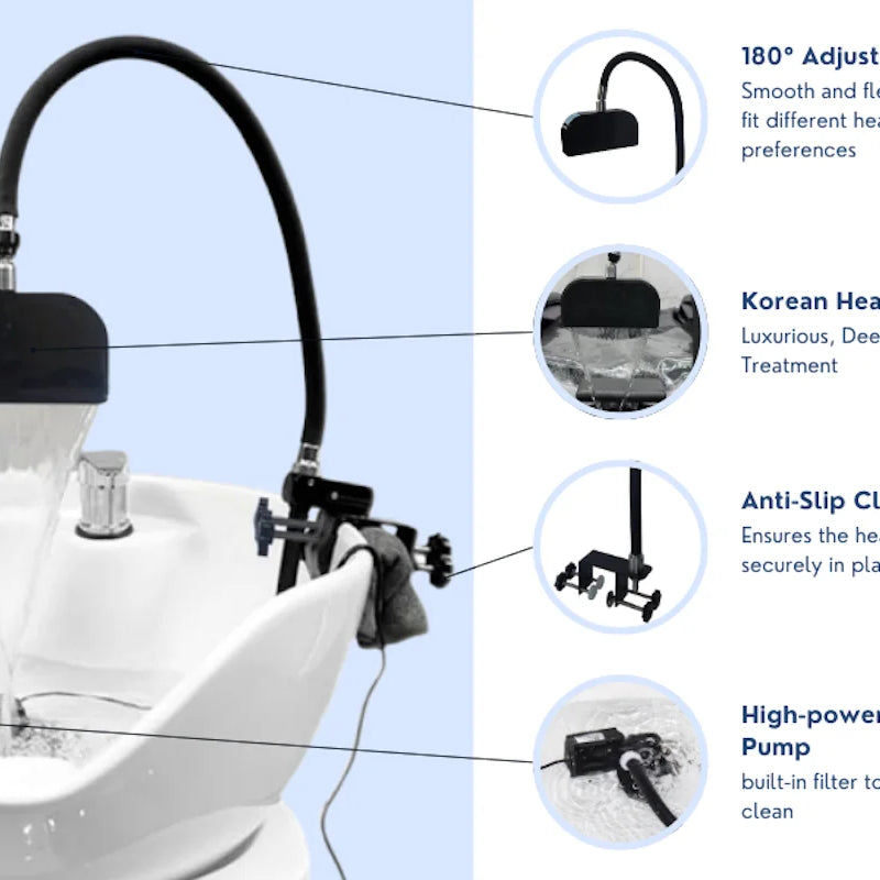 New Hair Spa Head Therapy Equipment,SPA Shower Water Circulation in The Shampoo Bowl, Head Spa Machine for Salon,180° Adjustable