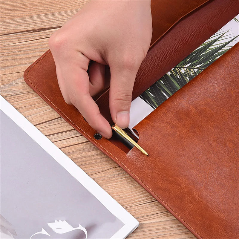 A4 A6 Leather File Folder Business Document Organiser Folder Bag Fashion Briefcase Data Contract Bill File Bag School Office Sup