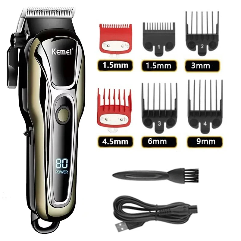 Kemei PG1990A Rechargeable Men's Hair Clipper Professional Cordless Men Hair Trimmer Hair Cutting Machine Barber for Men