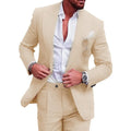 Men‘s Linen Pant Suit Set Plus - size Black Blue Single Button 2 - Piece Summer Business Formal Casual - View 7 | SAMAG