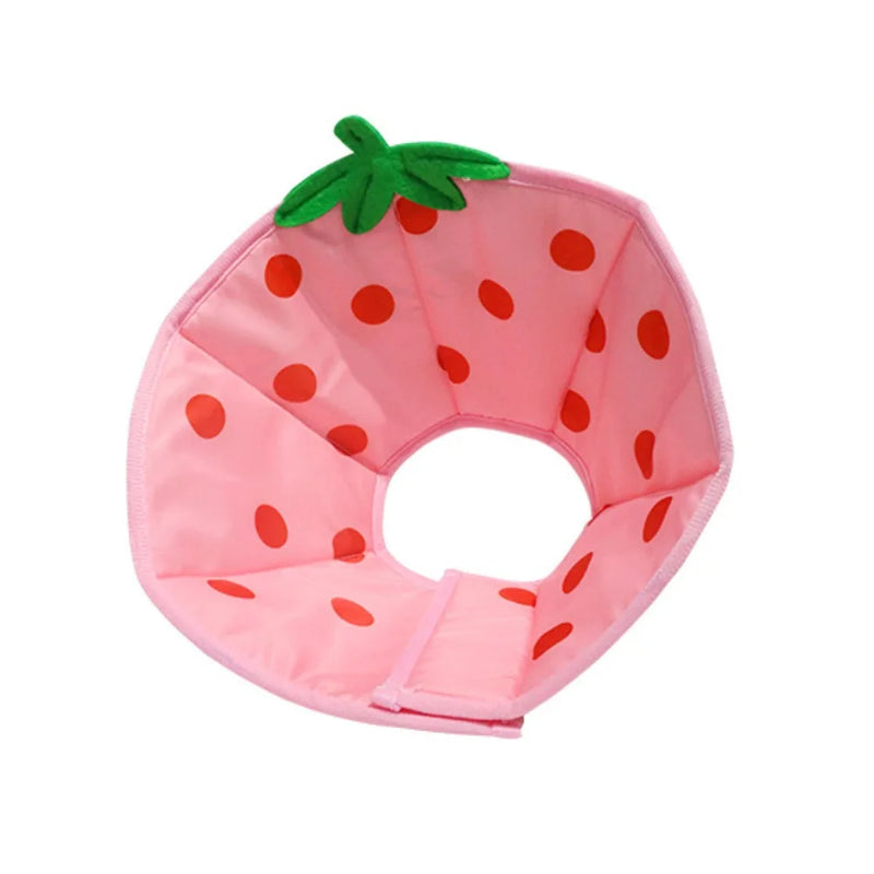 Cartoon Cat Elizabeth Collar Strawberry Bees Cat Neck Protective Circle Breathable Anti-Scratch Cat Dog Grooming Cover