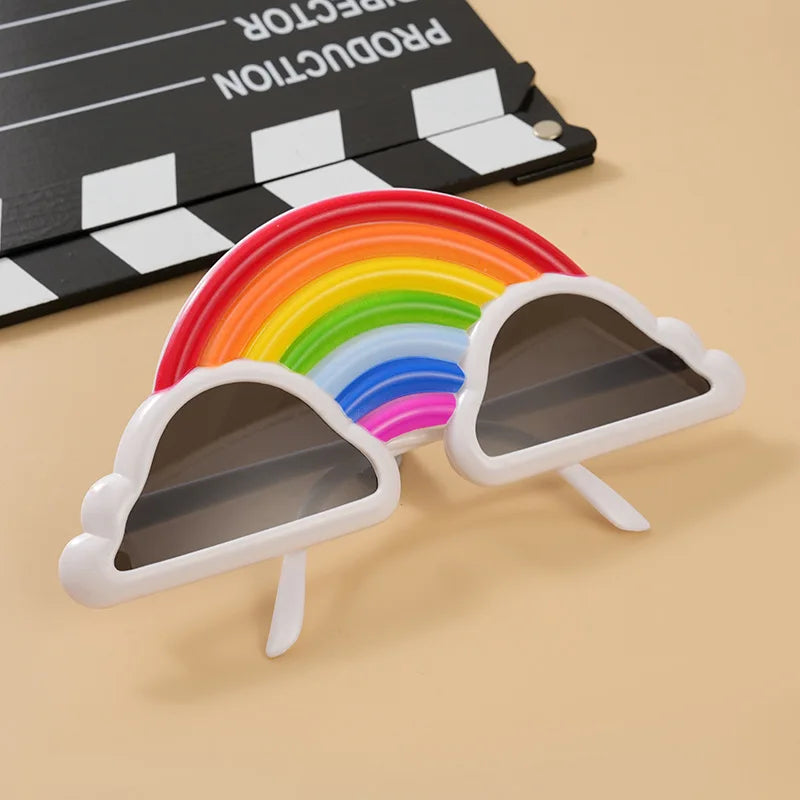 PESENAR Various Funny Novelty Party Glasses, Bear Ear Rainbow Heart Cartoon Shaped Sunglasses for Summer Festival Cosplay Selfie