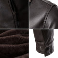 Faux Leather Men Jacket Thickened Plush Lining Warm PU Leather Jacket Business Casual Leather Jacket Winter Faux Fur Collar Coat