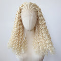 Blonde Black Color Top Braided with Curly End Wig Synthetic Lace Front Wig 13x4inch Long Curly Wig Lace Front Synthetic Wig