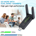 1300Mbps WiFi USB Adapter Dual Band 2.4G/5Ghz Wi - Fi Dongle 802.11AC Powerful Antenna Wireless Receiver - Visuel 4 | SAMAG