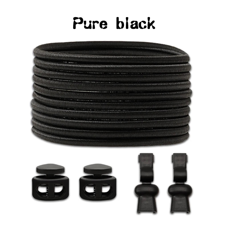 1 Pair Elastic Shoelaces Kit with Push Button Lock Stretch No Tie Shoe Laces for Running Sneakers Sports Shoes Adults Kids