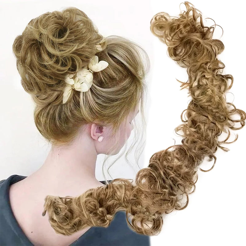 Messy Bun Hair Piece Curly Wavy Hair Bun Scrunchies Extensions Long Ponytail Extensions Ponytail DIY Wrap Around Bun Hair