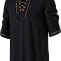 Men Medieval Lace Up Linen Long Sleeve Tunic Viking | SAMAG