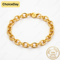 Charming 18K Gold Plated Minimalist O-Chain Bracelet for Women, Fashionable Wedding Party Gift Jewelry