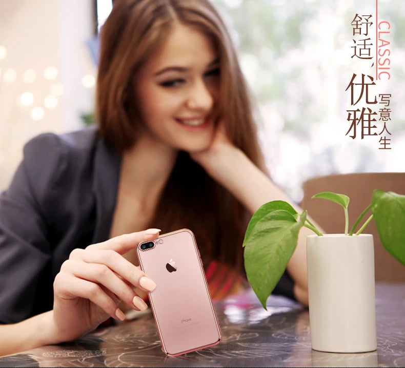 For IPhone 8 Plus Case Luxury Gold Plating Soft Silicone Gel Case for IPhone 14 13 11 Pro 12 Mini X XR XS Max 7 Plus Cover
