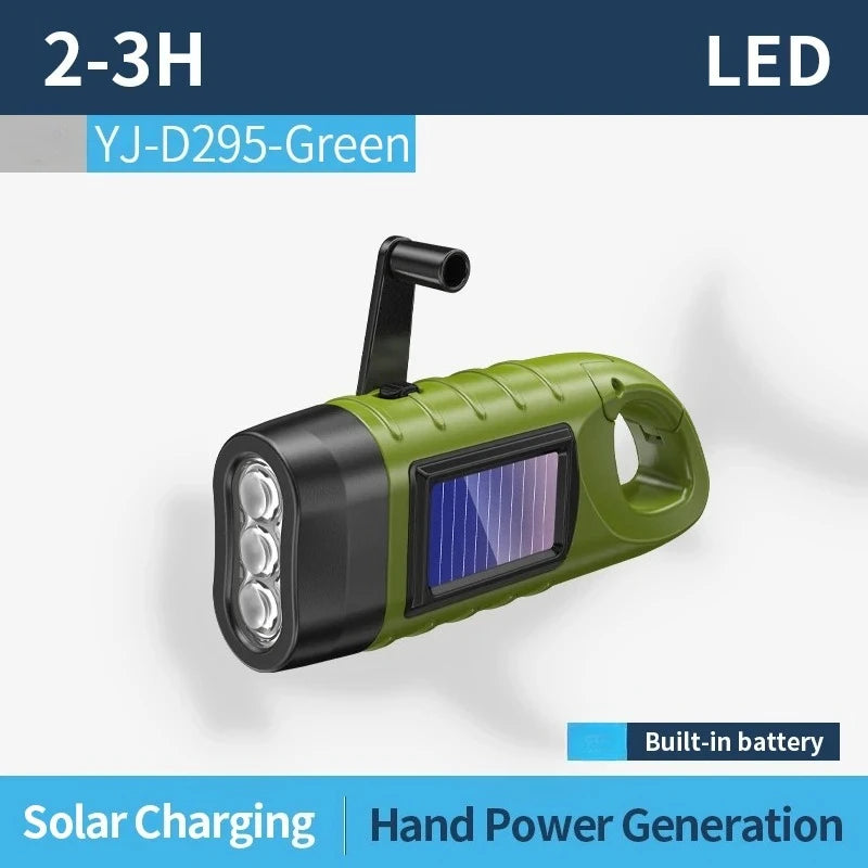 LED Flashlight Hand Crank Solar Powered Rechargeable - View 7 | SAMAG