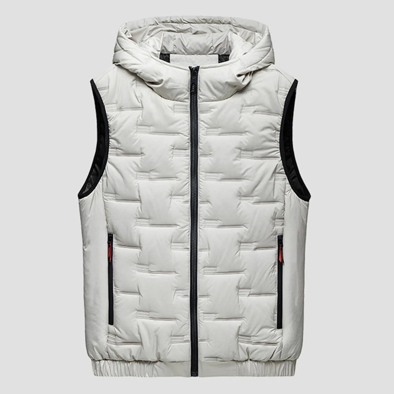 Men Autumn Winter Thickened Waistcoat Hooded Sleeveless Zipper Placket Vest Coat Down Vest Outwear Men's Iinsulated Vest