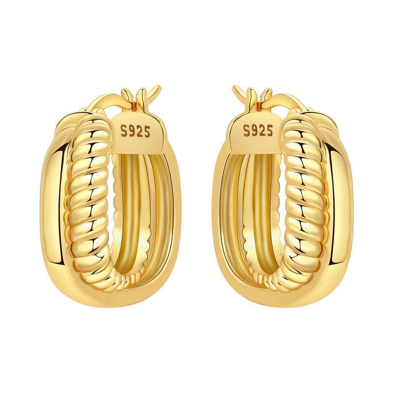 Orstarry S925 Sterling Silver 18k Gold Modern Square Earrings Hoop Earrings For Women Jewelry Original Trendy Anniversary Gifts