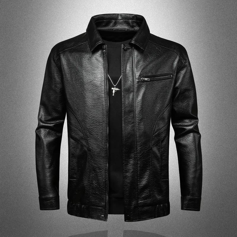 2026 New Style Leather Jacket for Men - Spring Men's Slim Lapel Coat Men's Shirt Windproof and Casual Leather Jacket Large size
