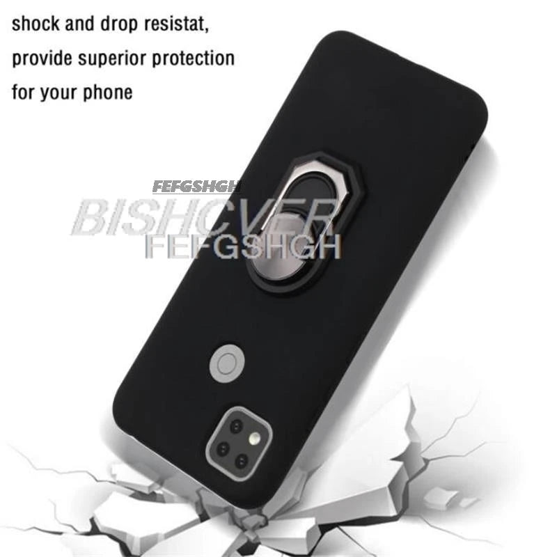 For Blackview Oscal Marine 2 6.56" Back Finger Ring Soft TPU Silicone Case For Blackview OscalMarinE2 Bracket Phone Cover