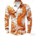 Multicolour Dragon Men's Long Sleeve Shirt Button Fashion | SAMAG