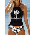 Sexy Solid Print Tankini Set Tied Halter Bikini Swimsuit | SAMAG