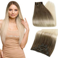 Full Shine Clip in Hair Extensions Human Hair Clip Balayage 7pcs 120g Double Weft Hair Extensions Human Hair For Woman