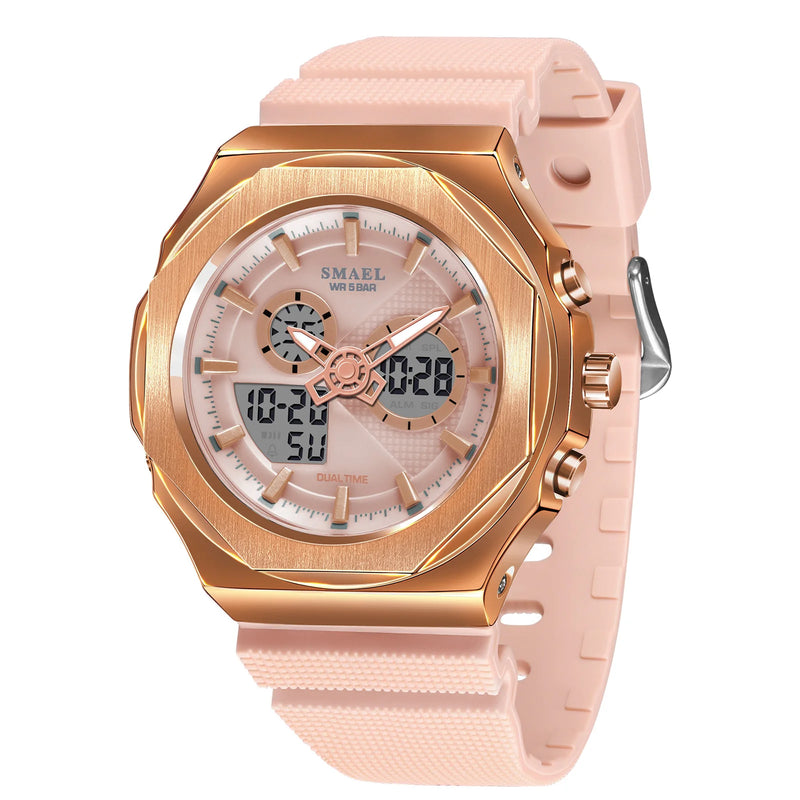 SMAEL Dual Display Women Watch Digital Analog Sport Quartz Stopwatch Fashion Durable Daily Outdoor Casual - Visuel 11 | SAMAG