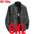 Big Size 8XL Suede Leather Jacket Men Cotton Padded Coat Motorcycle Male Oversize College Large Plus Winter Zipper Windbreaker