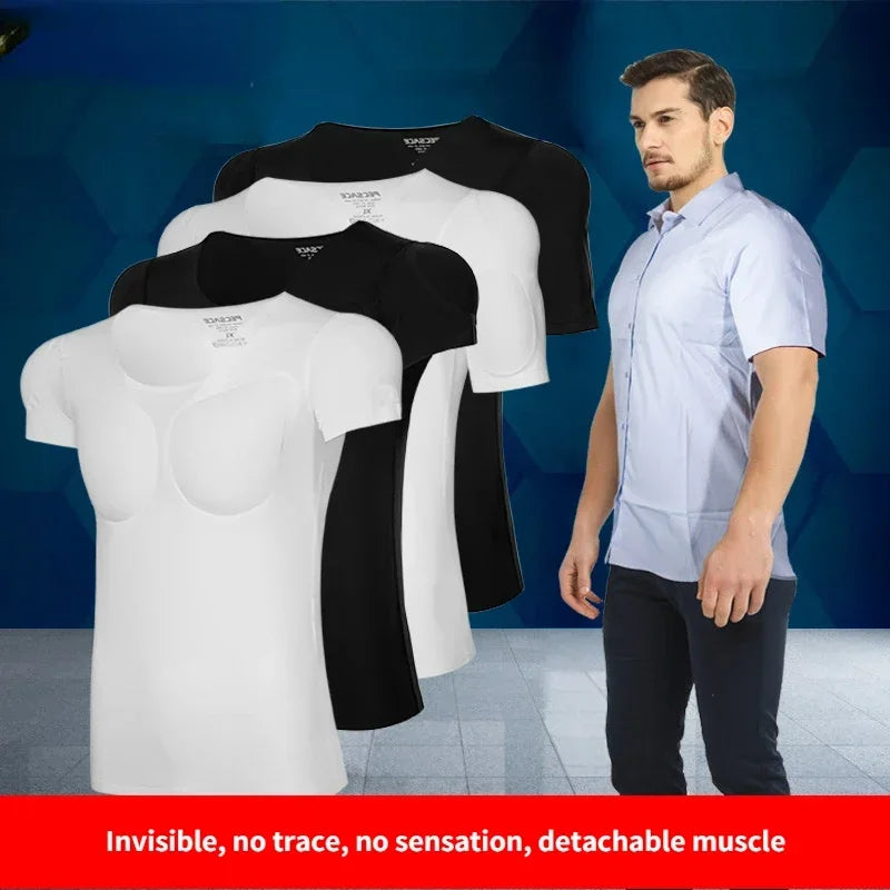 Anime Cosplay Man Fake Muscle Pad T-Shirt Body Shaper Underwear Chest Sponge Invisible Abdominal Arm Shirt Fitness Meeting Party