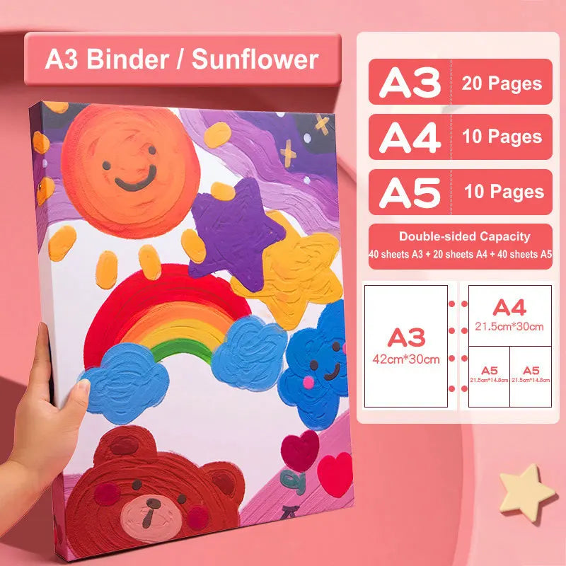 Portfolio Binder Folder A3 A4 A5 Document Organizer Art Drawing Paper Folder 4-Ring Binder PVC Pocket File Folder For Documents