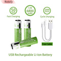 New Rechargeable 1.5v AAA Lithium Batteries 6800mAh Capacity, USB-C AAA Li-ion Battery 2000 times cycle with cable for free