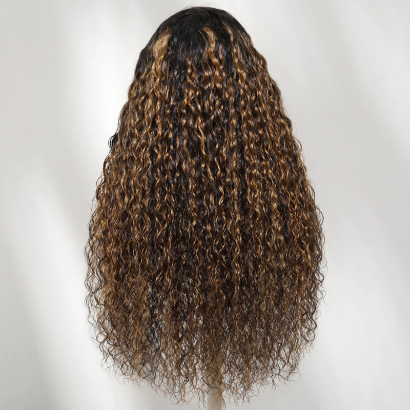 UNice 7x5 Bye-Bye Slip™ Lace Balayage Highlights Water Wave Wig With Drawstring Unbox Side Part Wear Go Glueless Human Hair Wigs