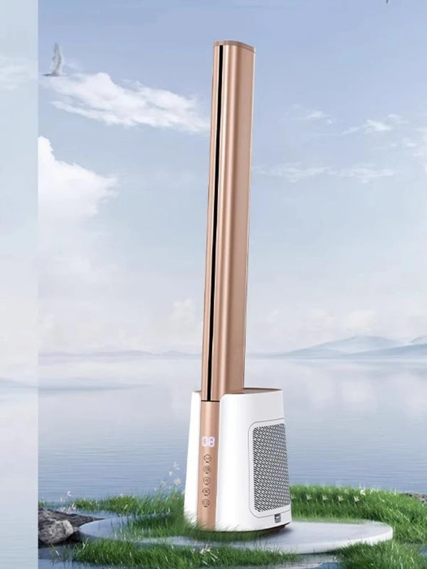 Smart Air Purifier Tower Fan with Cooling Mode - Low Noise Floor Standing AC Bladeless Fan for Whole Room Circulation