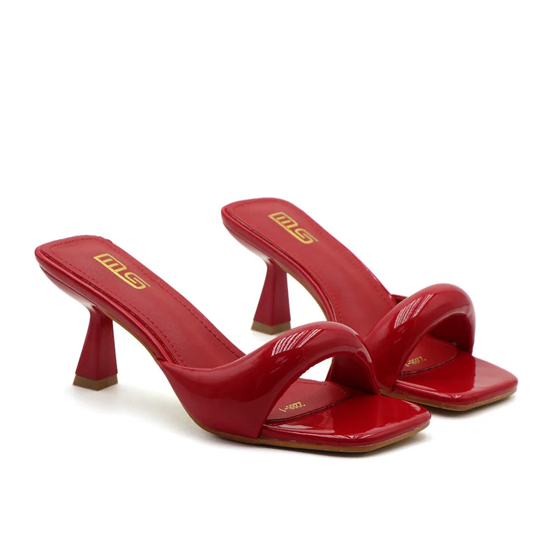 New Arrival High Heel Slippers Women's Slip-on Thin Heel Open Toe Fashion Sandals Summer Square Toe Heel Party Dress Shoes 36-42
