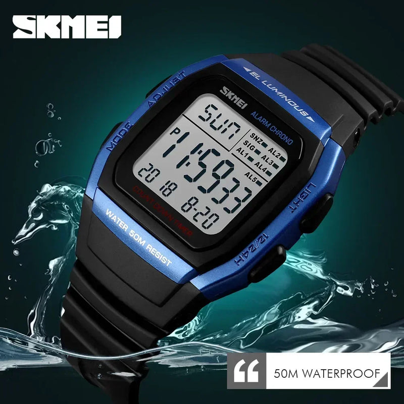 SKMEI 1278  Chrono Countdown Men Wristwatch  Casual Outdoor Male Clock Luminous montre homme Digital Dual Time Sport Mens Watche
