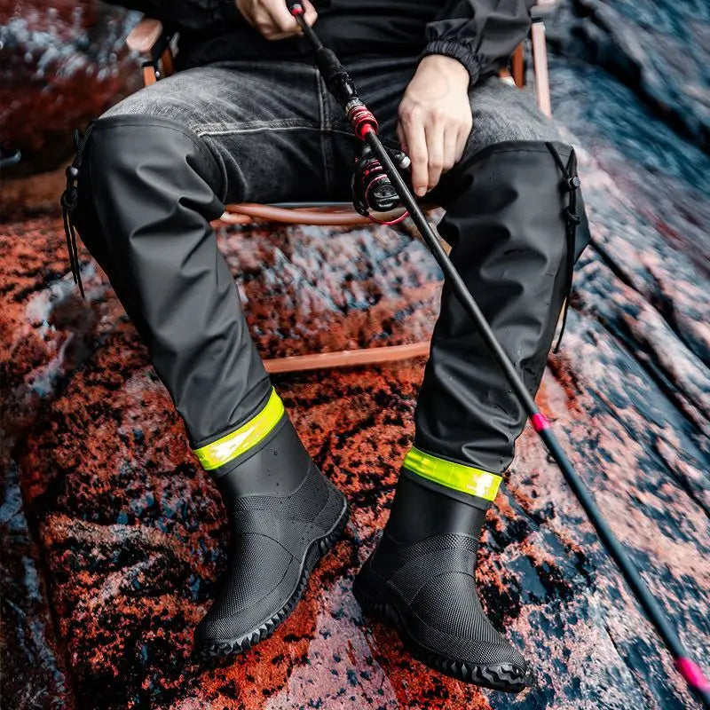 Men's Fashion Rain Boots High-Top Rain Boots For Outer Wear Long-Tube Waterproof And Non-Slip Couple Style Outdoor Fishing Boots