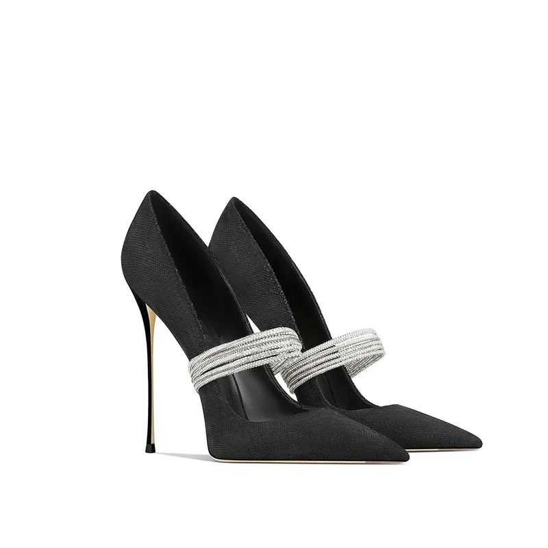 2026 Spring and Autumn Women's High Heels Black Fashion Design Pointed Stiletto Women's Shoes