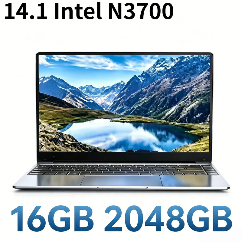 Intel N3700 14.1 Inch Ultra Slim Laptop 16GB RAM 2TB SSD 1920x1080 Gaming Notebook for Office Study 4K Video Pro