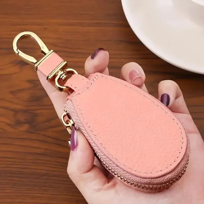 1PCS Leather Zipper Key Wallet Keychain Multifunctional Mini Purse Key Holder Case
