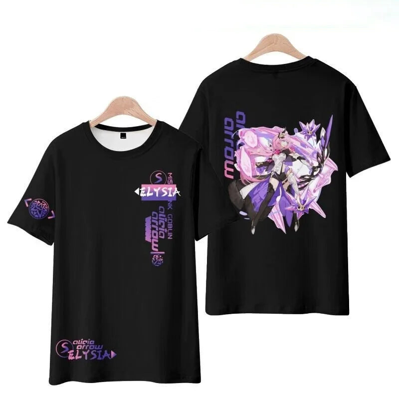 Elysia Honkai Impact 3 Role Playing T-Shirts New Arrival 3D Print Kids Anime Tees Summer Men Women Harajuku Short Sleeve Y2k Top