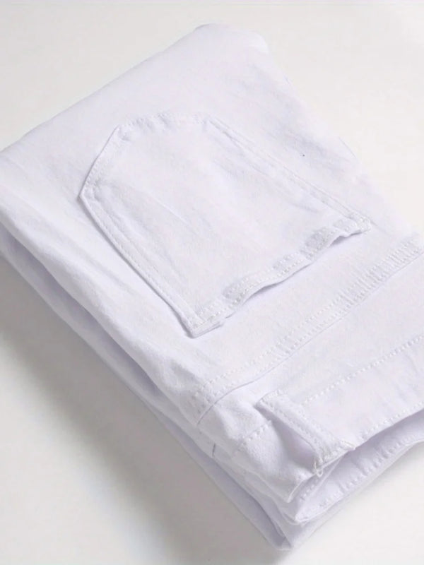 Stretch Slim Fit Skinny White Jeans for Men Tight Little | SAMAG
