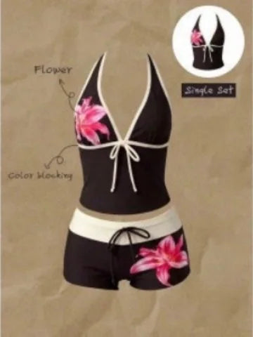 Women Swimwears Polka Dot 2-Piece Tankini Set Halter V | SAMAG