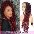 IPARTY Synthetic Full Lace Wig Braided Wigs Distressed Butterfly Locs Faux Locs Braid Wig Long Lace Frontal Wig for Women