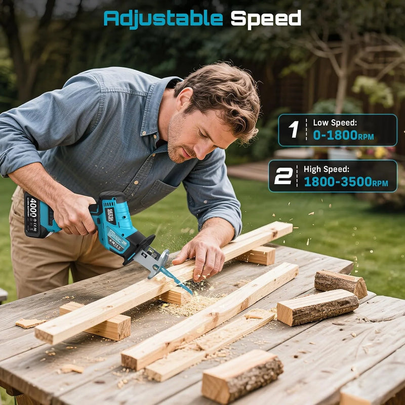 SEESII Reciprocating Saw Cordless Cutting Variable Speed 3500 RPM Brushless Motor with 6 Blades Portable - View 5 | SAMAG