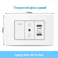 White Tempered Glass Italy USB Type C Smart Fast Charging Wall Socket Plugs Schuko Light Switch Panel Chile TV Sat Computer CAT6