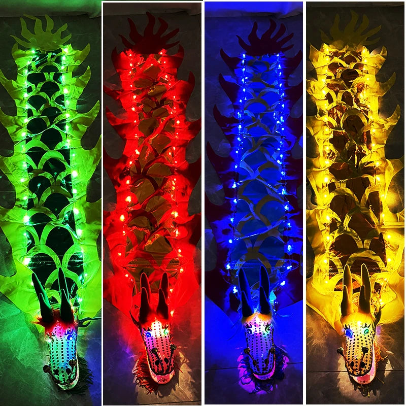 3/5M LED Chinese Dragon Poi Set Luminous Dragon Dance Props Dragon Ribbon Streamer New Year Outdoor Fitness Juggling Props
