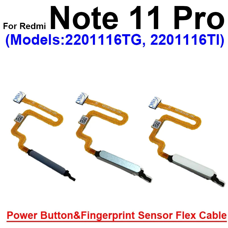 Fingerprint Sensor Flex Cable For Xiaomi Redmi Note 11 11 Pro 11Pro Plus 4G 5G Fingerprint Sensor Power Button Flex Ribbon Parts