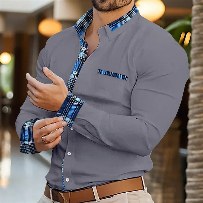 Men's business lapel shirt office casual outdoor street | SAMAG