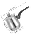 Stainless Steel Turkish Coffee Pot 360Ml Long Handle Lid Milk Warmer Pot Tea Brewing Small Sauce Pan Stovetop Induction Coffee