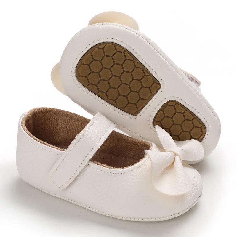 Baby Learning Walk Shoes, Cute Bow Spring Autumn Princess Infant Shoes, Soft Comfort Footwear for Baby Girls 0-18 Months