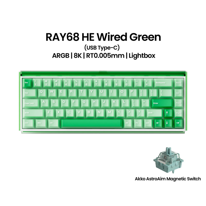 Akko RAY68 HE Mechanical Keyboard 65% Magnetic Switch Rapid Trigger 0.01mm 8K RGB with Lightbox Custom ESports Gaming Keybaord